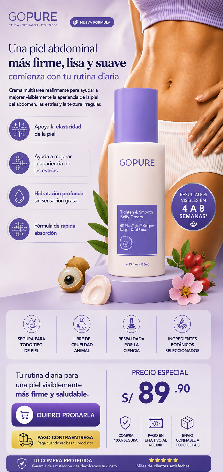 Nueva crema reafirmante GoPure®: Recupera la firmeza de tu abdomen en solo 4 semanas