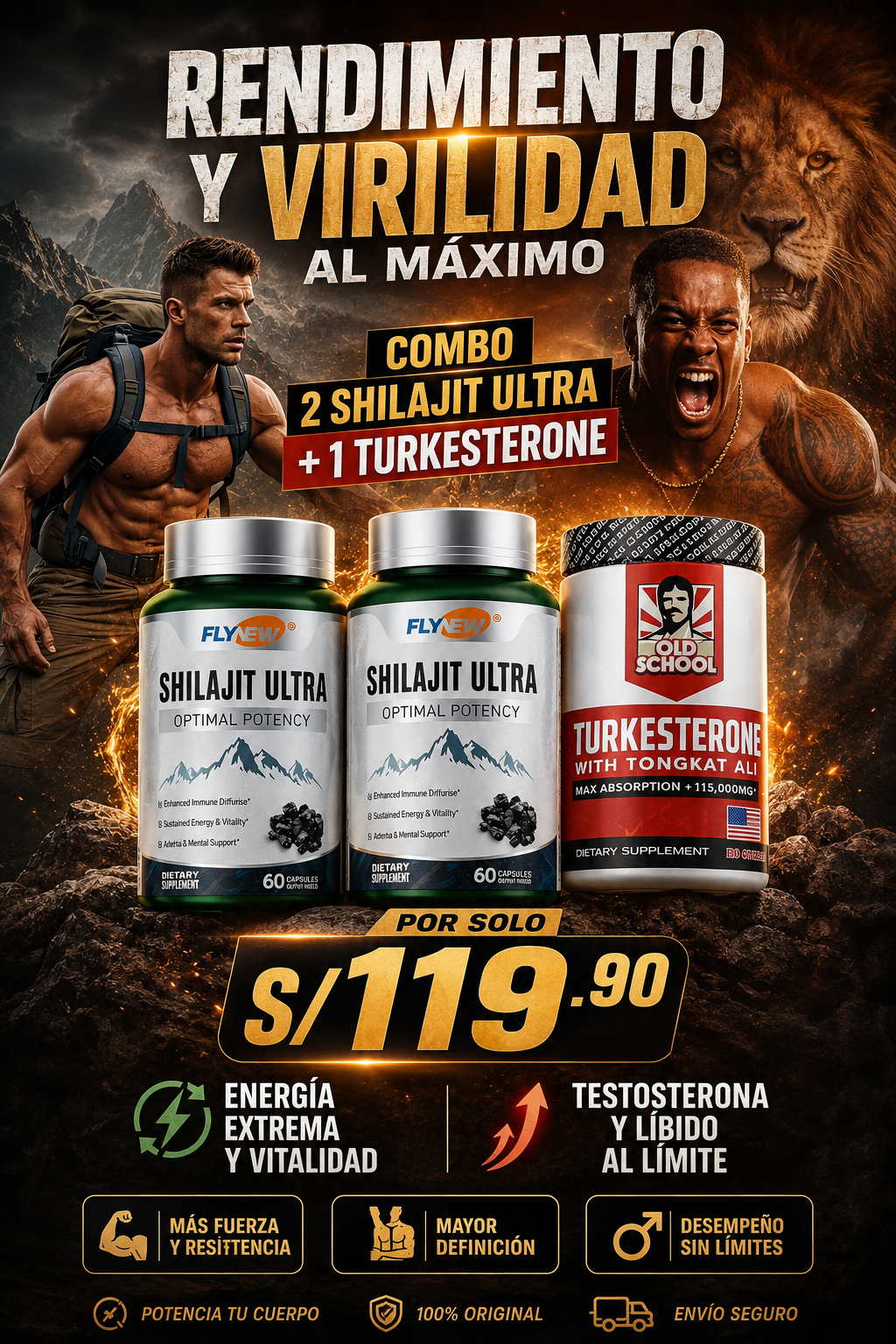 2X1 SHILAJIT® + TURKESTERONE®: DUPLICA TU RESISTENCIA EN LA INTIMIDAD Y RECUPERA TU PODER