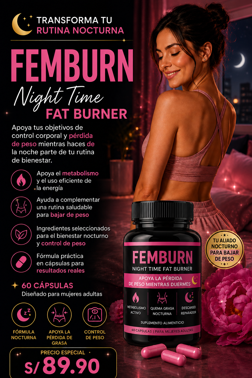 Nuevo Femburn Night Time Fat Burner®: Despierta cada mañana con un cuerpo más definido y ligero