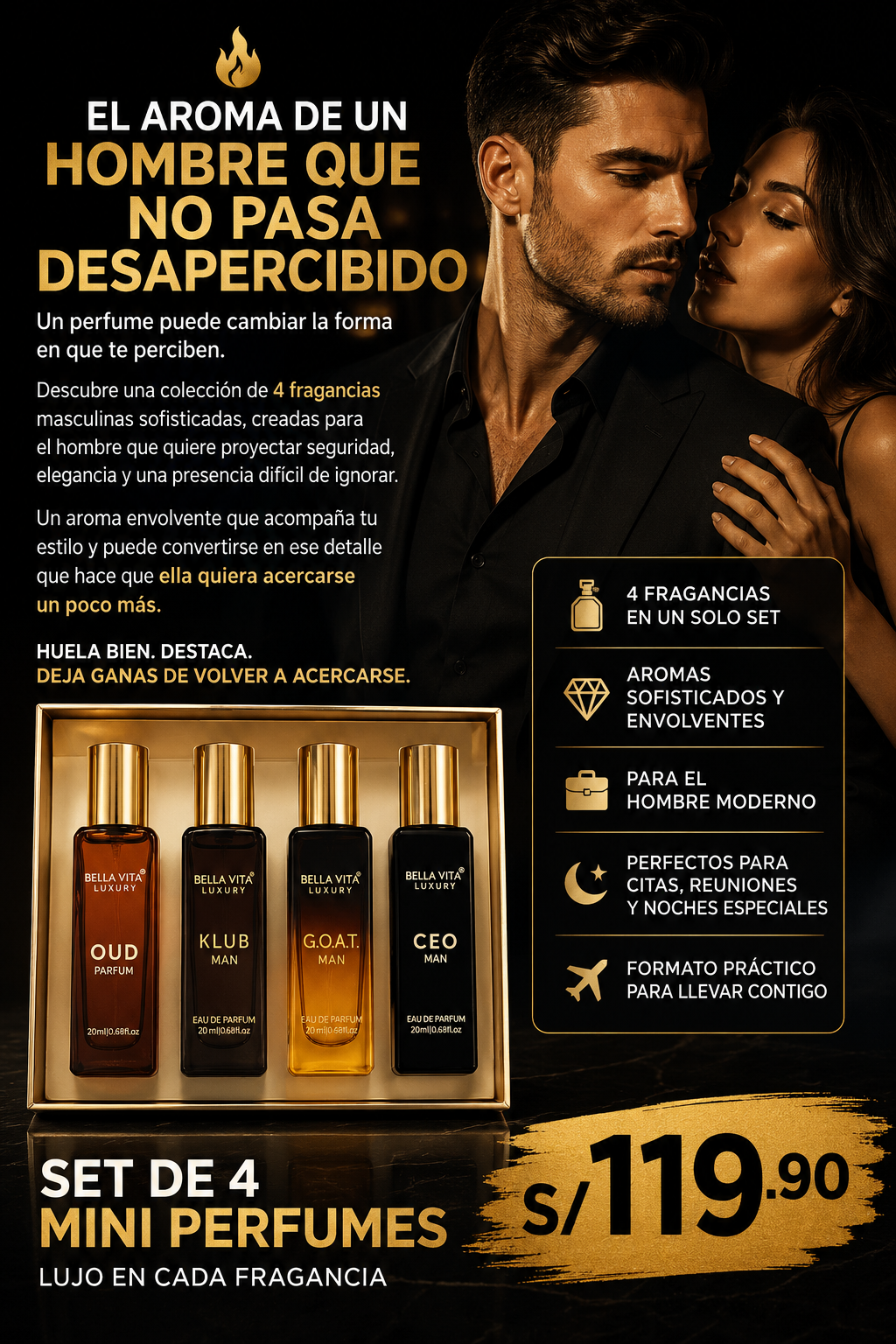 Nuevo Bella Vita Luxury®: Pack de 4 aromas irresistibles que hacen que ellas corran tras de ti