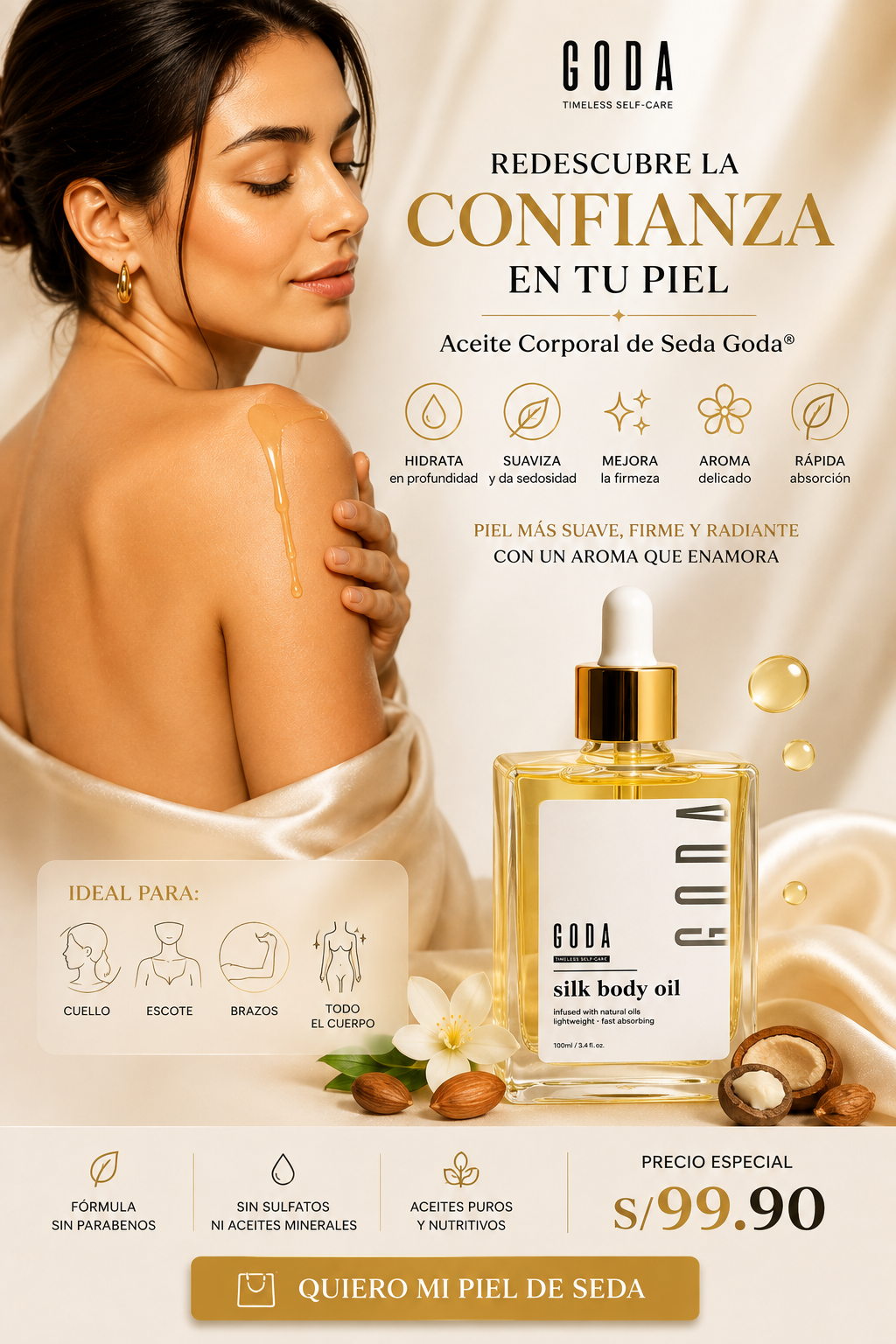 Aceite Goda®: Reafirma, tensa y enciende la pasión con una piel suave y sedosa