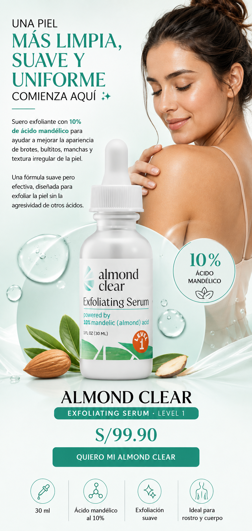 Nuevo Suero Almond Clear®: Elimina brotes, manchas y foliculitis en solo 2 semanas