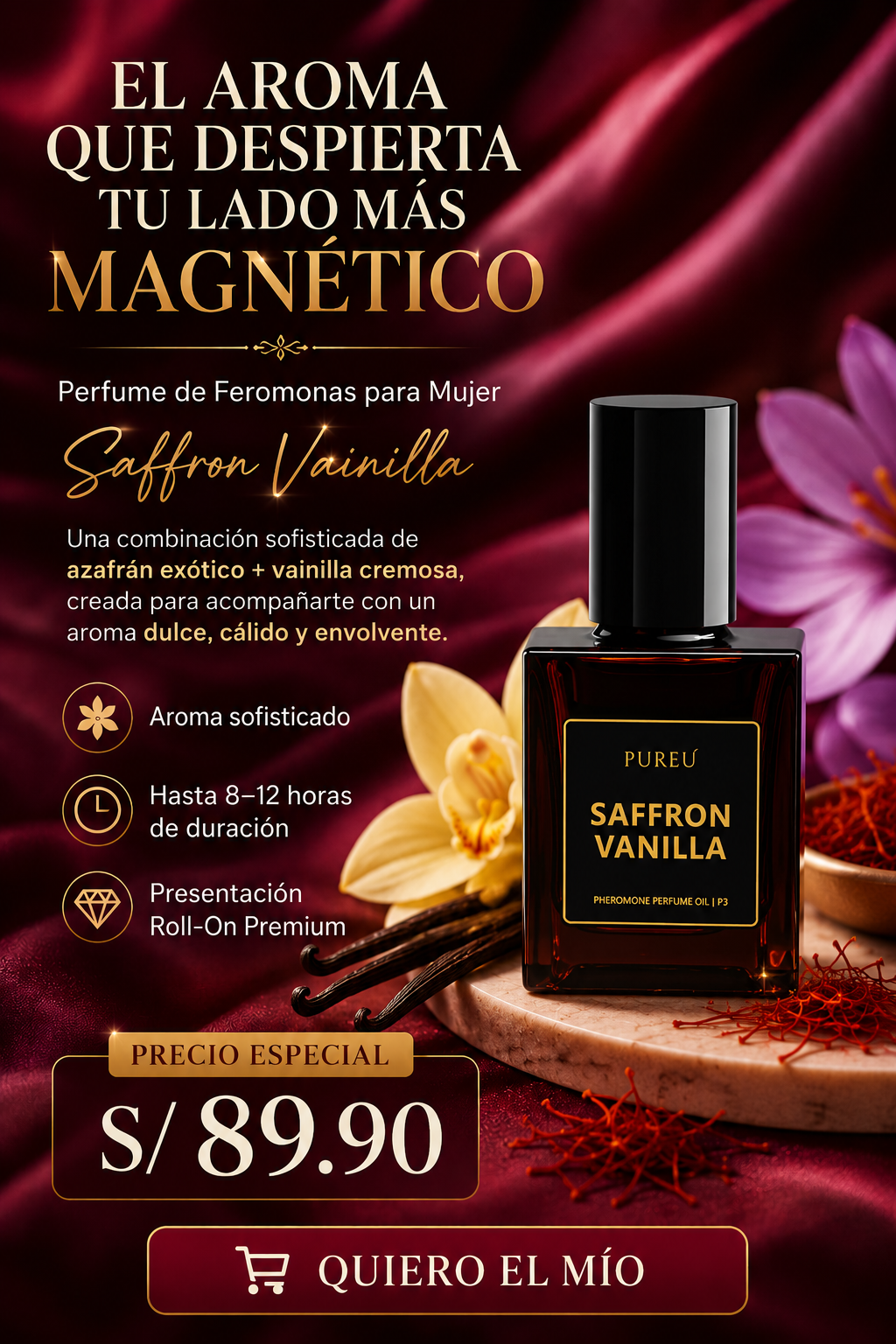 Roll-on Vanilla Saffron®: Eleva tu magnetismo y enciende la pasión con un aroma irresistible